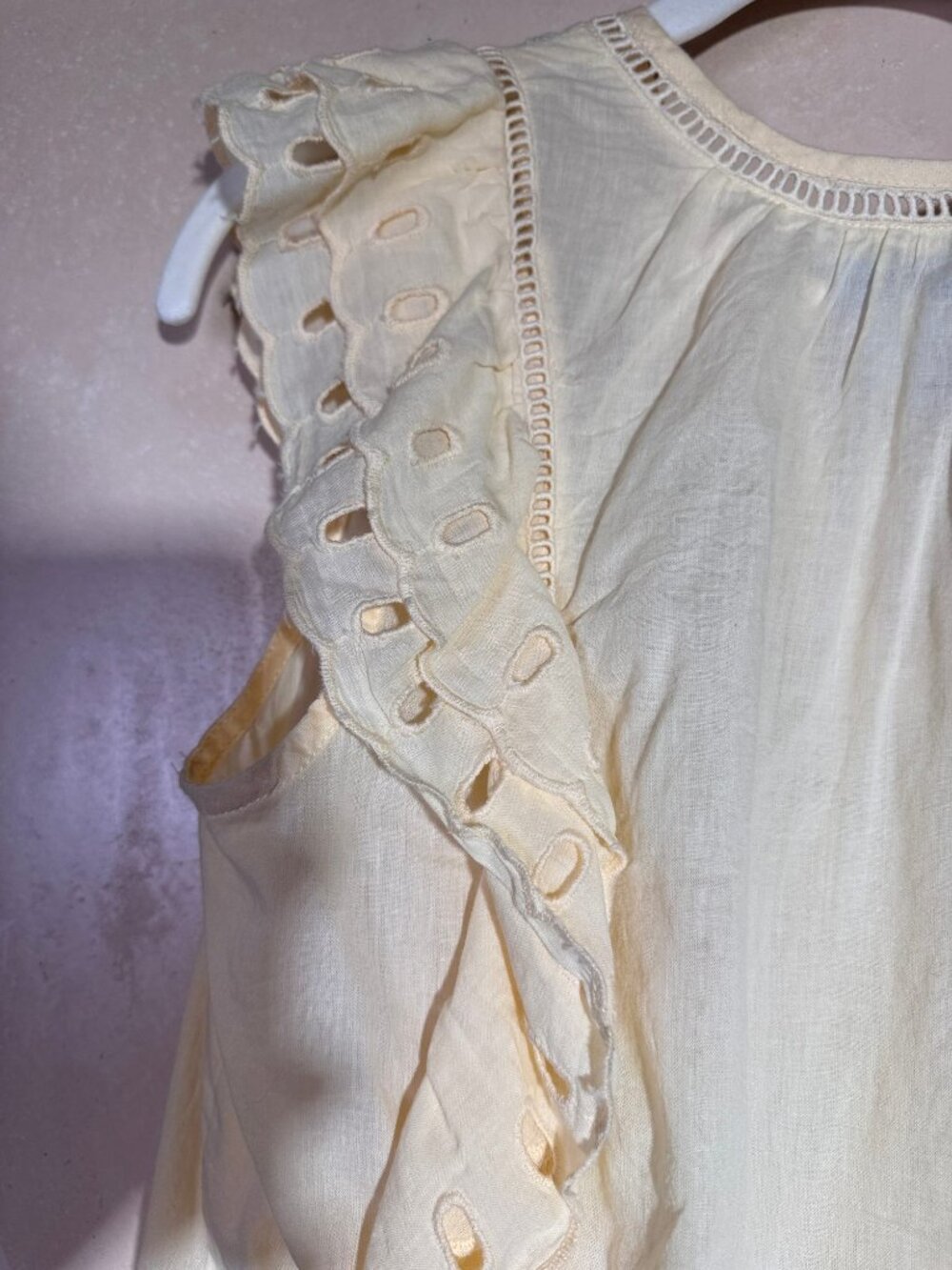 Calypso St. Barth Ivory Eyelet Embroidered Blouse S - Picture 5 of 8